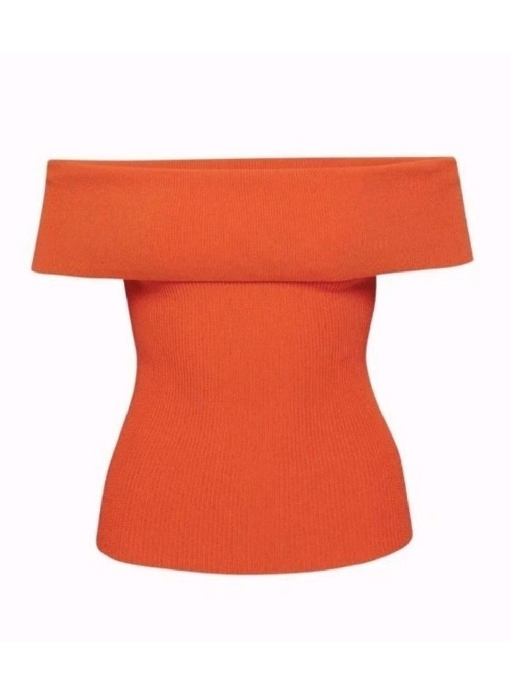 Aritzia Babaton Sculpt Knit Off-Shoulder Top Red Orange Size Large